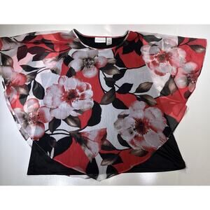 Alfred Dunner Petite women's sleeveless top with a sheer floral overlay Size 18